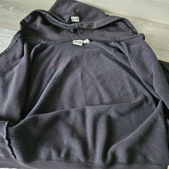 Vtg Converse All Star Sz XXL Black Full Zip Hoodie Cotton Distressed Sweatshirt - Picture 11 of 16